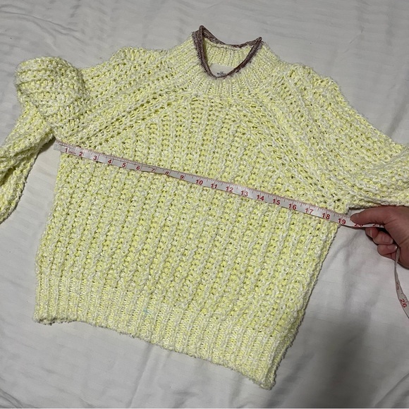 Aritzia Wilfred Confetti Chunky Knit Cropped Yellow Sweater size XXSmall - Picture 14 of 15